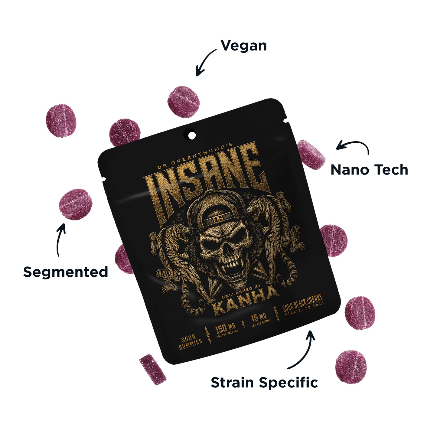 Dr. Greenthumb's x KANHA INSANE Sour Black Cherry Gummies*
