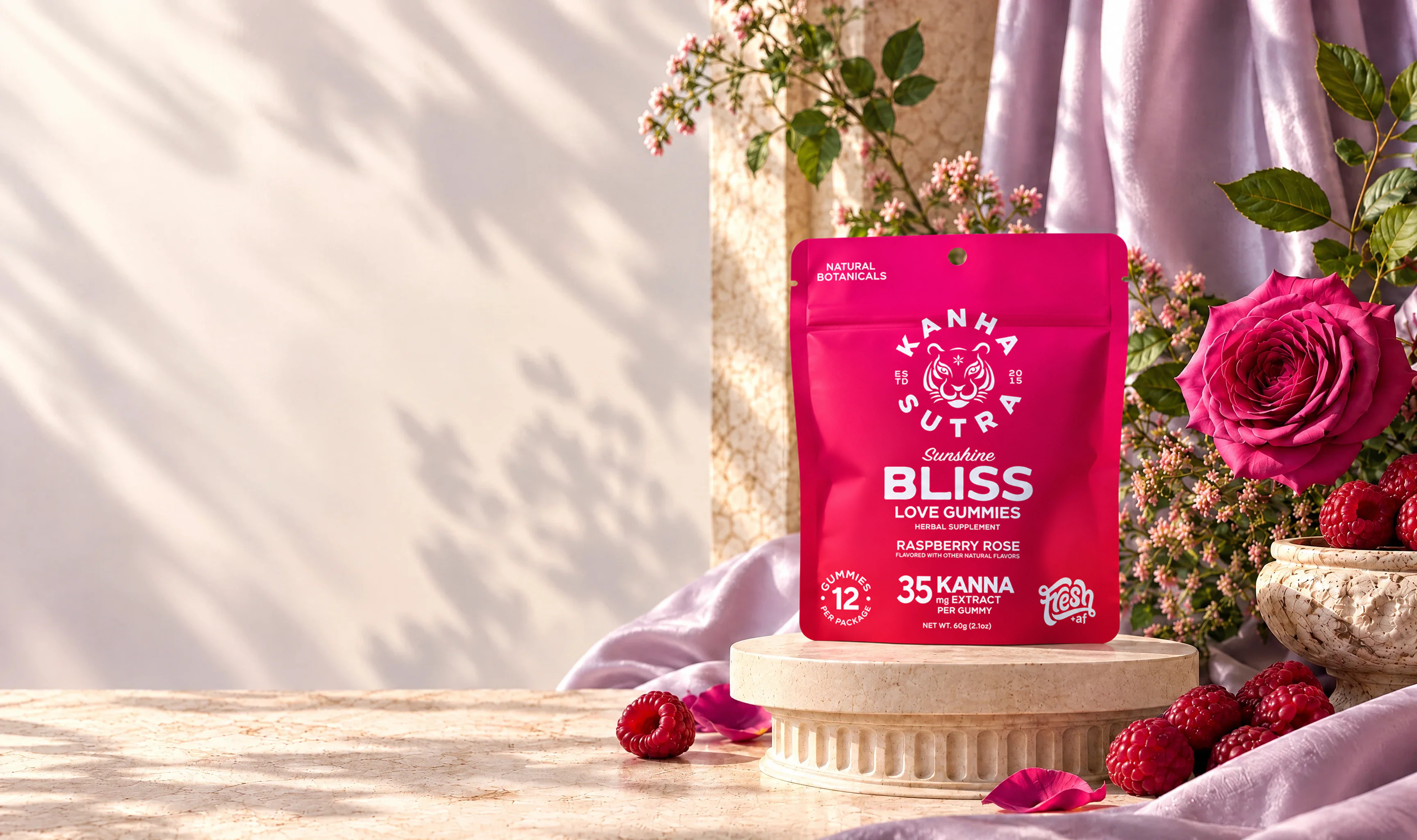 Sunshine Bliss Raspberry Rose Kanna gummies