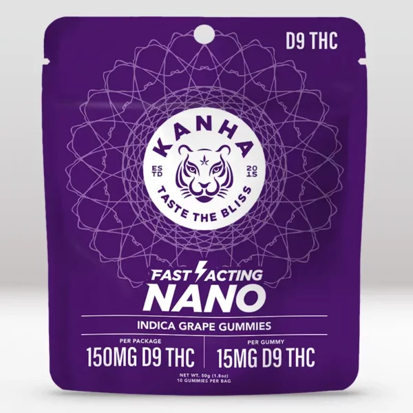 KANHA Life Fast-acting NANO Indica Grape Gummies with D9 THC - Packaging