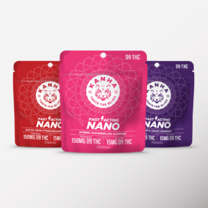 Product lineup of Fast-acting NANO THC Gummies - Indica, Sativa, Hybrid